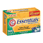 Arm & Hammer Essentials fabric softener sheets, mountain rain scent Left Picture